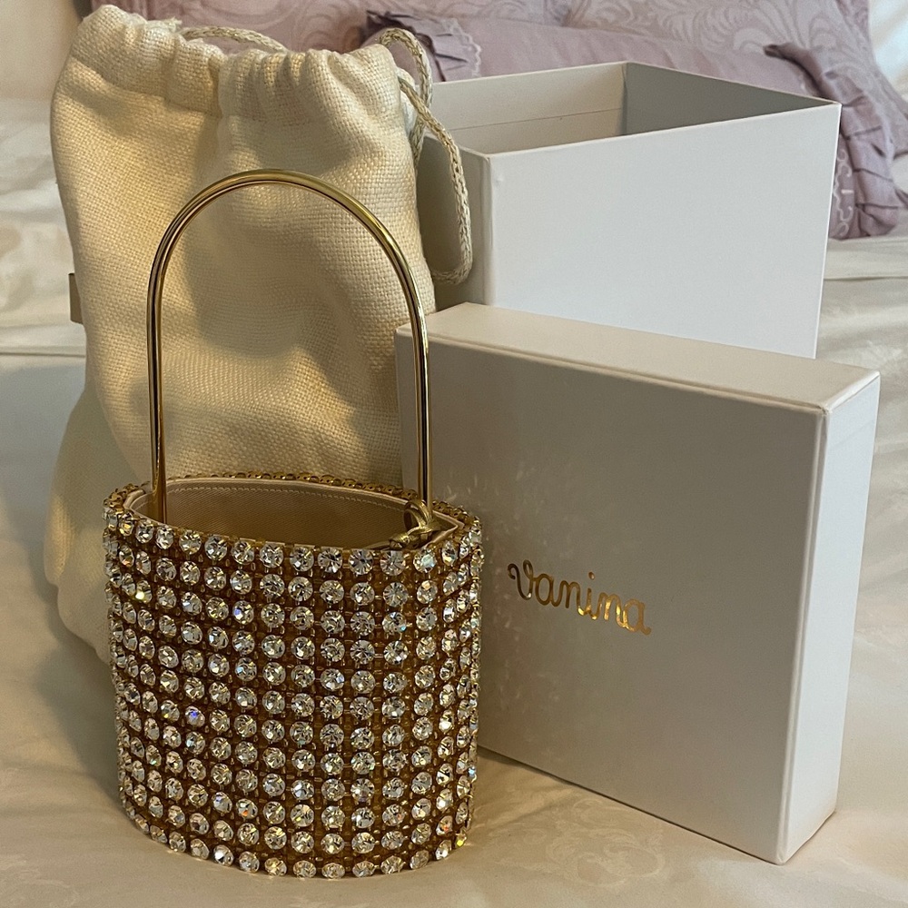 Vanina Gold Crystal Embellished Handbag